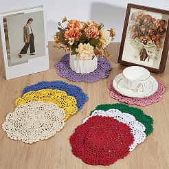 8Pcs 8 Styles Handmade Knitting Polyester Cloth Fabric Coaster&nbsp;AJEW-NB0007-91