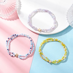 3Pcs Multi-strand Glass Beads Stretch Bracelets&nbsp;BJEW-JB12623