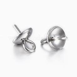 304 Stainless Steel Cup Pearl Peg Bails Pin Pendants&nbsp;X-STAS-G161-25C