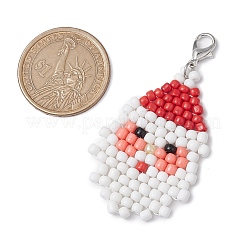 Christmas Theme Santa Claus Glass Seed Beaded Pendant Decoration&nbsp;HJEW-JM02559