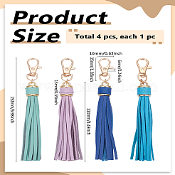 4Pcs 4 Colors PU Leather Tassel Pendants&nbsp;FIND-LP0007-24C