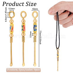 9Pcs 3 Colors Brass Enamel EarPicks&nbsp;AJEW-OC0004-74