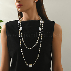 Women's Alloy & Imitation Pearl Stud Earrings & Beads Necklaces Sets&nbsp;KB2805-1