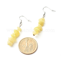 Natural Lemon Jade Chip Beads Dangle Earrings&nbsp;EJEW-JE04649-01