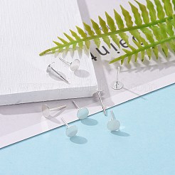 925 Sterling Silver Flat Pad  Stud Earring Findings&nbsp;STER-K167-045E-S