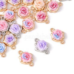 24Pcs 9 Colors Alloy & Resin Rose Flower Connector Charms&nbsp;FIND-FS0004-71