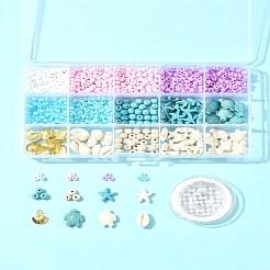DIY Synthetic Turquoise & Seed Beads Bracelets Making Kits&nbsp;DIY-FS0007-01