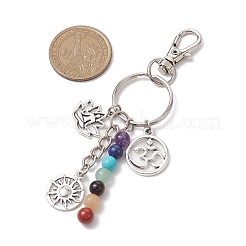 Lapis Lazuli & Green Aventurine & Synthetic Turquoise & Red Jasper & Tiger Eye & Amethyst & Red Aventurine Alloy Pendant Decorations&nbsp;KEYC-JKC00834-01