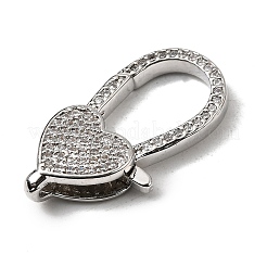 Brass Clear Cubic Zirconia Lobster Claw Clasps&nbsp;KK-Z078-46C-P
