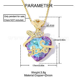 Brass Colorful Cubic Zirconia Pendants&nbsp;KK-OY001-32G