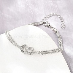 Brass Chain Knot 2-Strand Bracelets for Women&nbsp;KK-CBA68DA-17A-P