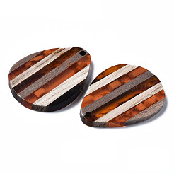 Stripe Resin & Walnut Wood Pendants&nbsp;RESI-N025-015A-D02