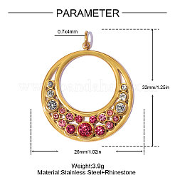 304 Stainless Steel with Rhinestone Pendants&nbsp;RB-OY001-42G-02