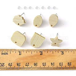 12Pcs 6 Styles Ash Wood Stud Earring Findings&nbsp;EJEW-FS0001-13