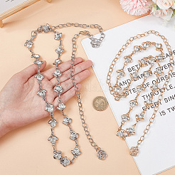 2Pcs 2 Colors Crystal Rhinestone Flower Link Chain Belts&nbsp;AJEW-CP0005-69
