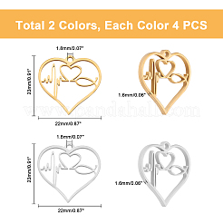8Pcs 2 Colors 304 Stainless Steel Pendants&nbsp;STAS-UN0030-36