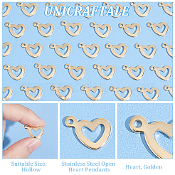 60Pcs 304 Stainless Steel Open Heart Pendants&nbsp;STAS-UN0052-22