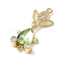 Brass Micro Pave Clear Cubic Zirconia Fish Links Connector Charms&nbsp;KK-K375-26G-21
