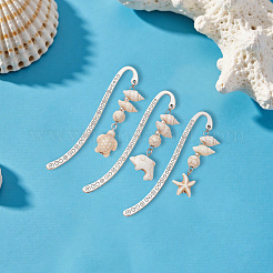 6Pcs 6 Styles Zinc Alloy Wavy Bookmarks&nbsp;AJEW-CP0009-16