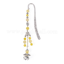 Natural Quartz Crystal Round Beads & Alloy Angel Bookmarks&nbsp;AJEW-TA00054