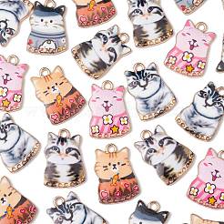 40Pcs 5 Styles Printed Alloy Pendants&nbsp;ENAM-CJ0005-27