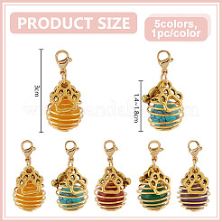 5Pcs 5 Colors Gemstone Round Bead Pet Collar Pendant Decoration&nbsp;HJEW-DR00163