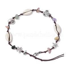 Beach Starfish Turtle Natural & Synthetic Mixed Stone & Natural Cowrie Shell Beaded Anklets&nbsp;AJEW-AN00687-02
