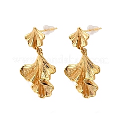 Ginkgo Leaf Brass Dangle Stud Earrings&nbsp;EJEW-B148-04G