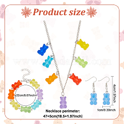 Bear Resin Pendant Necklaces & Beaded Bracelets & Dangle Earrings&nbsp;SJEW-AN0001-36