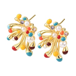 Fireworks Brass Micro Pave Cubic Zirconia Stud Earrings&nbsp;EJEW-C174-03G