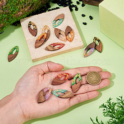 14Pcs 7 Colors Opaque Resin and Walnut Wood Pendants&nbsp;RESI-TA0005-22