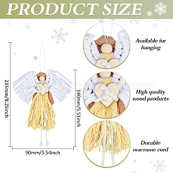 4Pcs Angel Handmade Woven Macrame Cotton Thread Pendant Decorations&nbsp;HJEW-MA00018