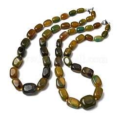 Dyed Natural Agate Cuboid Graduated Beaded Necklaces with Alloy Clasps&nbsp;NJEW-C113-01I