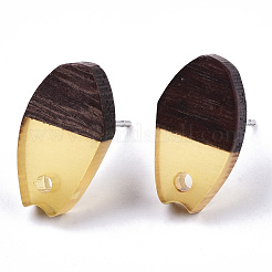 Transparent Resin & Walnut Wood Stud Earring Findings&nbsp;MAK-N032-010A-A02