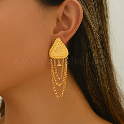 Alloy Triangle with Chain Charm Dangle Stud Earrings &nbsp;KQ5554