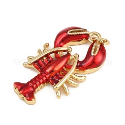 Brass Red Enamel Pendants&nbsp;X-KK-C116-03A-G