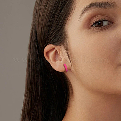 4 Pairs 4 Colors Alloy Enamel Huggie Hoop Earrings for Women&nbsp;EJEW-HY0001-23B