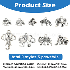 45Pcs 9 Styles Tibetan Style Alloy Pendants&nbsp;FIND-YW0011-10