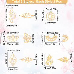 12Pcs 6 Style 201 Stainless Steel Pendants&nbsp;STAS-SC0003-88