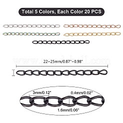 100Pcs 5 Colors 304 Stainless Steel Curb Chains Extender&nbsp;STAS-UN0038-15B