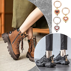 8Pcs 4 Styles Heart with Butterfly Alloy Enamel Shoe Charms&nbsp;HJEW-AB00731