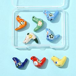 8Pcs 7 Colors Handmade Printed Porcelain Beads&nbsp;PORC-FS0001-39
