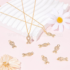 10Pcs Brass Micro Pave Clear Cubic Zirconia Pendants&nbsp;KK-BBC0004-12