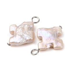 Natural Baroque Keshi Pearl Cross Pendants&nbsp;PALLOY-JF04209-02