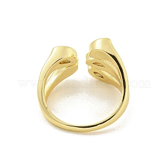 Rack Plated Brass Micro Pave Cubic Zirconia Horse Eye Open Cuff Rings for Women&nbsp;RJEW-Z039-04G