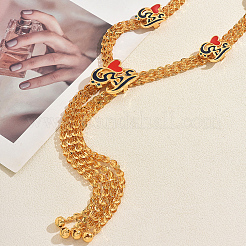 Vintage Alloy Enamel Red Heart Tassel Y Long Necklaces for Women Party and Casual Wear&nbsp;WS0310