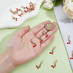 20Pcs Cherry Alloy Enamel Pendant Decoration for Keychain Bag Hanging Ornament&nbsp;HJEW-ME0001-05B