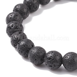 Natural Lava Rock Round Beaded Stretch Bracelet&nbsp;BJEW-JB08221