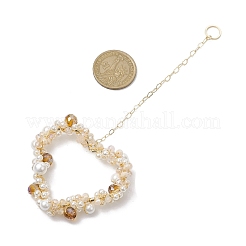 Heart Glass & Shell Pearl Beads Pendant Decorations&nbsp;HJEW-JM01984