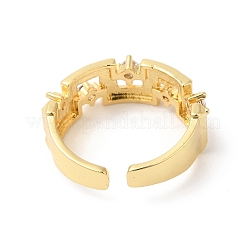 Clear Cubic Zirconia Rectangle Open Cuff Rings&nbsp;RJEW-L106-010G